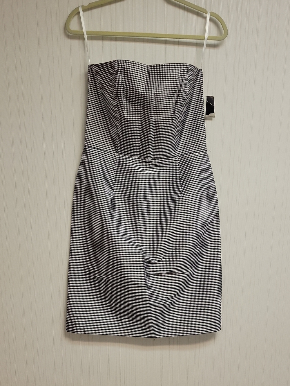 Spenser Jeremy Strapless Black & White Silk Gingham Sheath Dress New Sz 6 Preppy